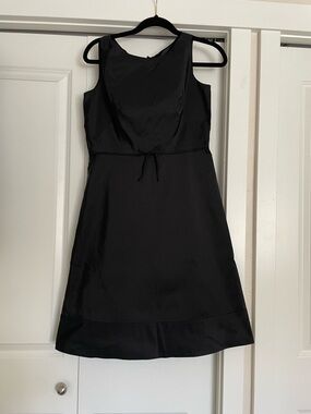 J. Crew Black Silk Taffeta Boatneck Cocktail Dress - Size 6